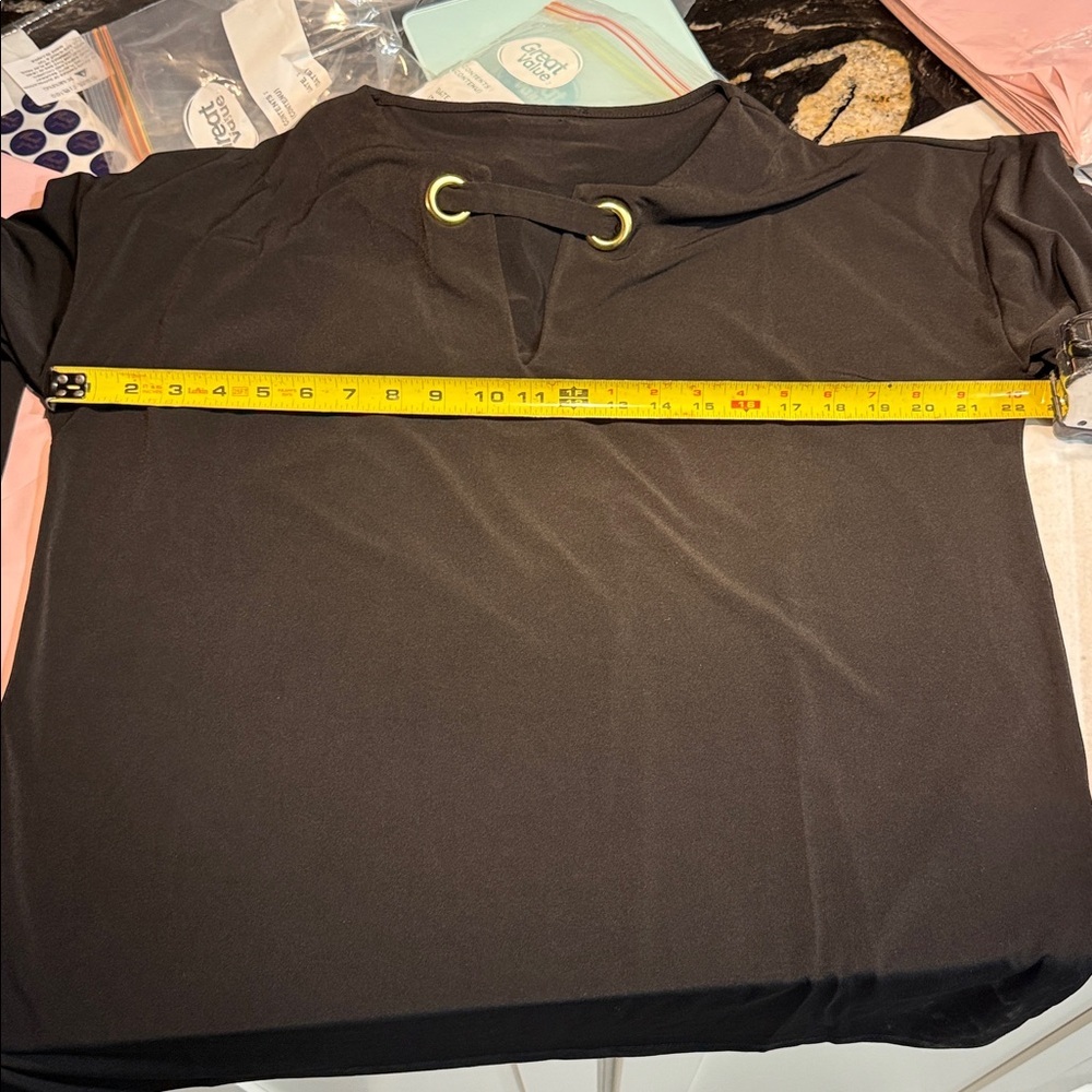 Michael Kors Black Long Sleeve Top with Gold Rings - Picture 5 of 5